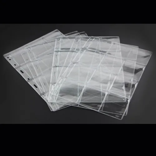 10 hojas de páginas de colección de monedas, insertos de fundas para monedas con 9 agujeros para álbumes, protectores de carpeta para coleccionar