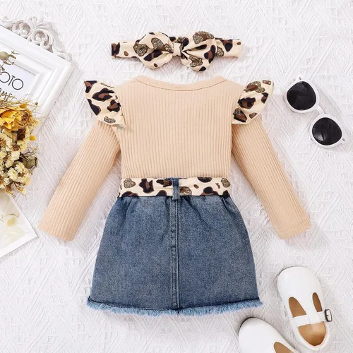 Miniatura 8 de CETEPY Ropa de bebé niña recién nacida manga larga con volantes mameluco pantalones cortos pantalones de leporad diadema trajes para bebés