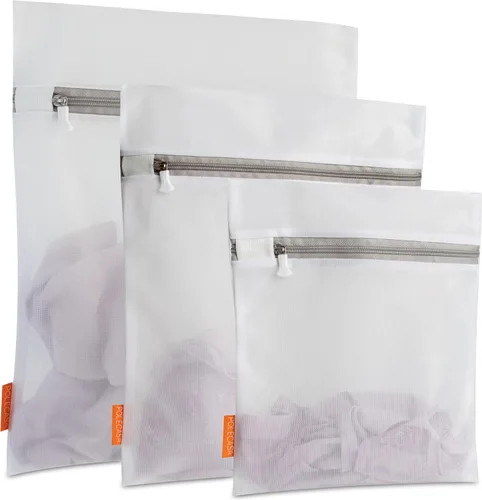 Polecasa Bolsas de malla para lavandería, paquete de 3 (grande, mediano, pequeño), bolsas duraderas con cremallera para ropa delicada, lencería,