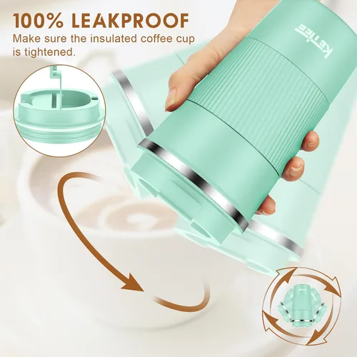 Miniatura 3 de KETIEE Taza de café de 12 oz: Taza de café con aislamiento al vacío y tapa a prueba de fugas, taza de viaje de acero inoxidable con doble pared