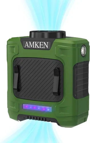 AMKEN Ventilador de cintura, ventilador recargable de clip de cinturón de 10000 mAh, tiempo de funcionamiento de 24 horas, flujo de aire fuerte de