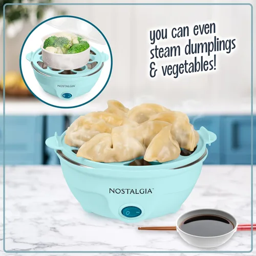 Miniatura 5 de Nostalgia Olla eléctrica retro grande para huevos duros, 7 capacidades, escalfado, revuelto, tortillas, blancos, sándwiches, para dietas keto