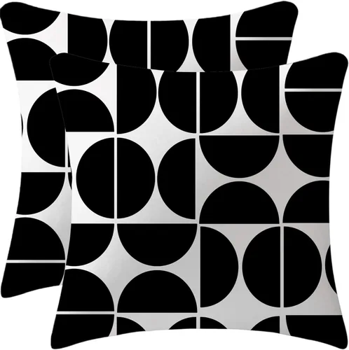Miniatura 3 de Fundas de almohada negras de mediados de siglo de los años 70 y 80, fundas de almohada retro, fundas de almohada Morden geométricas abstractas