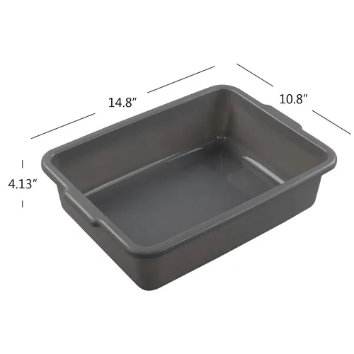Miniatura 3 de 4 paquetes de 8 litros gris comercial autobús tina caja de la bandeja del totalizador