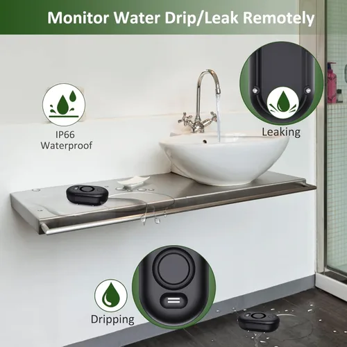 Miniatura 2 de Detector de fugas de agua Sensor de alarma: Monitor de inundación de agua en el hogar, Monitoreo inteligente de desbordamiento de fregadero Alerta