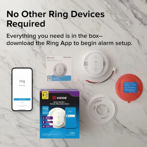 Miniatura 9 de Kidde Smart Smoke and Carbon Monoxide Detector, Ring App Enabled for Real-Time Notifications, Hardwired Alarm, AA Backup Battery