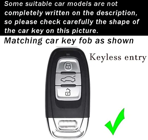 Miniatura 2 de ontto Funda para llavero compatible con Audi Q5 SQ5 Q3 Q7 Q8 A3 A4 A5 A6 A7 llavero remoto sin llave, carcasa brillante con borde plateado negro