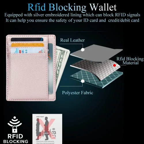 Miniatura 4 de Pequeñas carteras de bolsillo con bloqueo RFID para hombres y mujeres