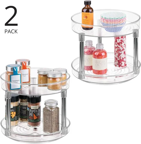 Miniatura 2 de mDesign - Plato giratorio de 2 niveles para almacenamiento de alimentos, 9.0 in, redondo