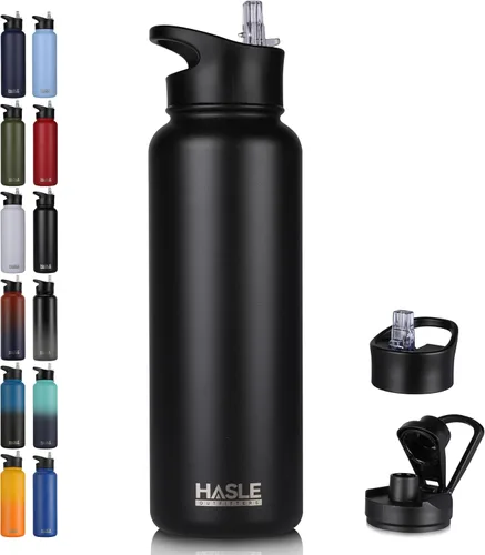 Miniatura 68 de HASLE OUTFITTERS Botella de agua aislada de 22 onzas, botella de agua de acero inoxidable de doble pared, boca ancha con tapa de popote y tapa