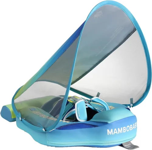 Miniatura 9 de Mambobaby Flotador con dosel, flotador para bebé, flotador de piscina para bebé, flotador sólido mejorado para nadar que añade cola nunca se voltea