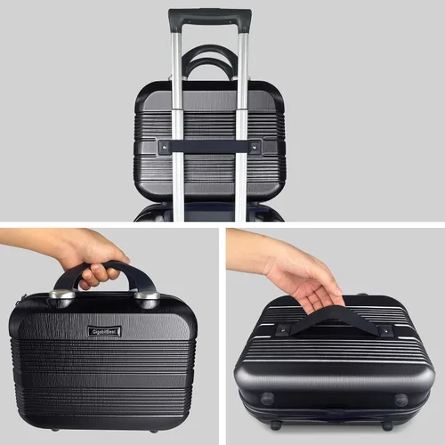 Miniatura 5 de Estuche de viaje portátil de maquillaje rígido de 14 pulgadas, elegante organizador de cosméticos de PC + ABS para mujer, resistente a los arañazos
