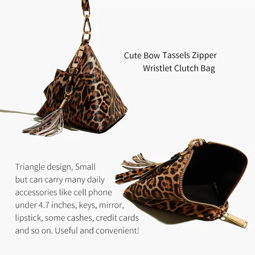 Miniatura 4 de Bolso de mano de noche con lazo de cuero triangular para mujer