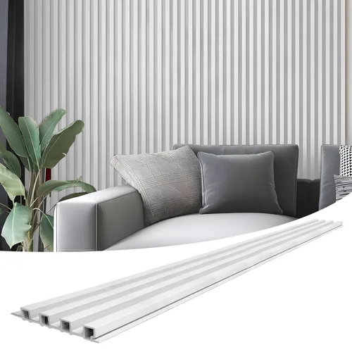 Miniatura 12 de Art3d Paquete de 8 paneles de pared de listones acústicos WPC de 96 x 6 pulgadas para decoración interior moderna, fondo de TV, sala de estar, negro