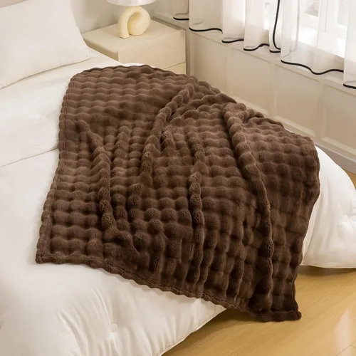 Miniatura 31 de YUSOKI - Manta de forro polar 3D con burbujas Felpa ultrasuave y esponjosa de 13.44 oz/m² Manta ligera y acogedora para sofá cama Para todas
