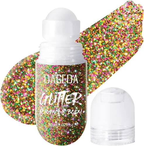Miniatura 14 de DAGEDA Gel de purpurina corporal, purpurina facial enrollable para maquillaje de sirena, accesorios para festivales, rave, gel holográfico