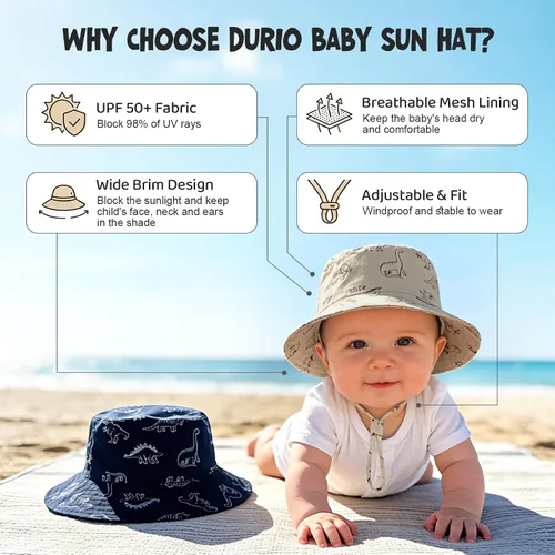 Miniatura 4 de Durio Sombrero para el sol para bebé, sombrero de playa de verano, UPF 50+, protección solar, sombreros para niños, regalos para niños y niñas