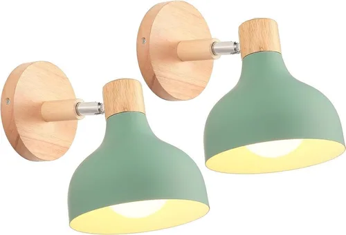 Miniatura 15 de Lámpara de pared E27 retro regulable escandinava para dormitorio, sala de estar, pasillo, cocina, iluminación interior (Amarillo, 2 piezas)