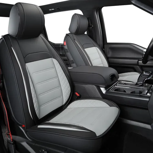 Miniatura 12 de LUCKYMAN CLUB Fundas de asiento de piel sintética para F150, compatibles con F150 SuperCrew 2015-2024, y F250 F350 F450 Super Duty Crew Cab Negro