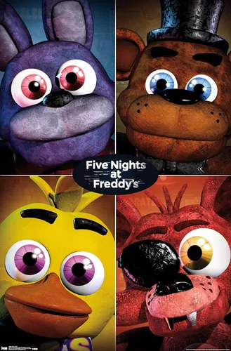 Miniatura 10 de Trends International Five Nights at Freddy's - Póster de pared cuádruple, 14.725 x 22.375 pulgadas, versión con marco de madera tipo granero