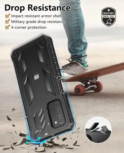 Miniatura 4 de SOiOS Funda para teléfono Samsung Galaxy A03S: Soporte duro integrado y protector táctil Militar a prueba de golpes TPU resistente suave resistente