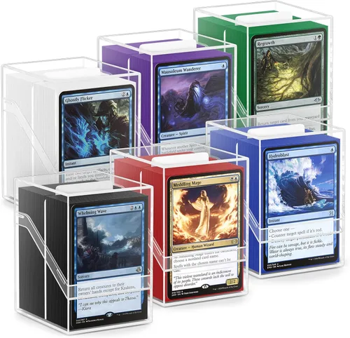 Miniatura 13 de YSCare Paquete de 2 Cajas para Mazos de Cartas, Estuche para Mazo y 200 Fundas para Tarjetas con Divisores, Caja de Almacenamiento Commander Negro