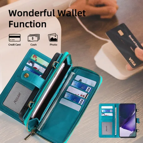 Miniatura 5 de Compatible con Samsung Galaxy Note 20 Ultra Glaxay Note20 Plus 5G - Funda tipo cartera multifunción 2 en 1 desmontable magnética para teléfono Azul