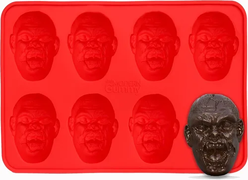 Miniatura 2 de SILICONE, bandeja para hacer dulces con cabeza de zombie, 8 cavidades realistas por bandeja, para gelatina, chocolates, adornos para cupcakes