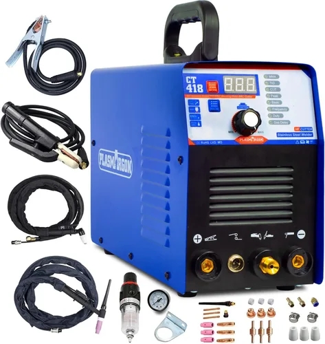 CT418 3-IN-1 110V/220V Cortador de Plasma Multifuncional Máquina Combo, Cortador de Plasma 40A/180A Lift TIG/180A Stick Welder, 2/5 "Pantalla