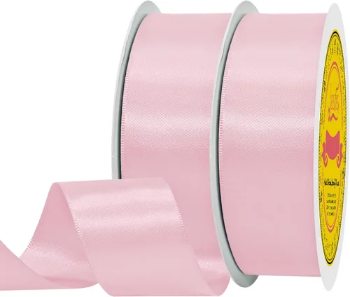 Miniatura 235 de Cinta de satén blanca antigua de doble cara de 1-1/2 pulgadas x 50 yardas, cinta de poliéster para envolver regalos, día de San Valentín, bodas