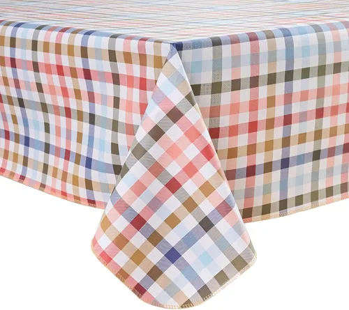 Miniatura 17 de LIBERECOO Mantel de vinilo resistente con reverso de franela, mantel de plástico impermeable a prueba de aceite, resistente a las manchas, lavable