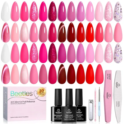 Miniatura 16 de Beetles - Kit de esmalte de uñas de gel de 36 colores, juego de esmalte de gel pastel de verano con capa base, capa superior brillante y pegamento