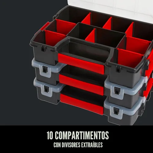 Miniatura 5 de CRAFTSMAN Organizador de almacenamiento, organizador de piezas pequeñas, 3 paquetes con 10 compartimentos, tapa incluye pestillo seguro (CMST60964M)
