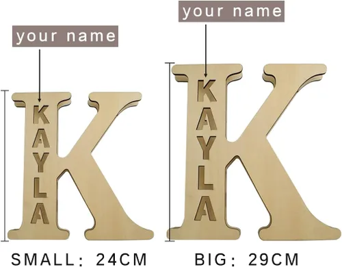 Miniatura 3 de Luz nocturna LED personalizada, letra inicial de madera grabada con nombre para familiares amigos, alfabeto, dormitorio, boda, Navidad, Halloween y j