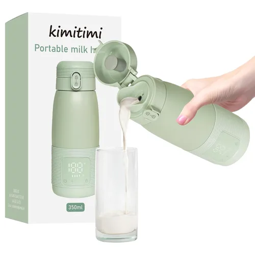 Calentador de botellas portátil para viajes, calefacción de 5 minutos para leche materna, fórmula y agua, gran capacidad de 12 onzas, batería de