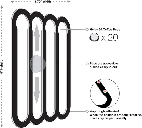 Miniatura 2 de Demi's Home Soporte adhesivo para cápsulas de café Nespresso Vertuo (medición antes de comprar), apto para ser montado en el interior/debajo