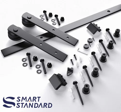 Miniatura 3 de Gancho para puerta Smartstandard deslizante, para puertas de graneros, con forma de "I", color negro, negro