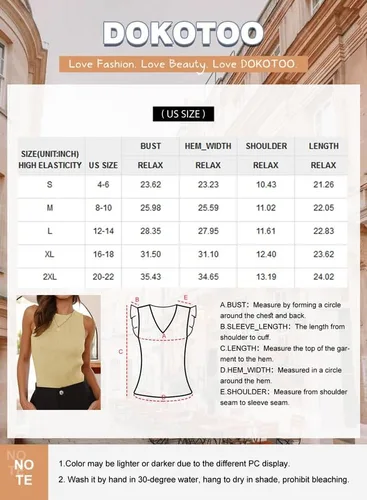 Miniatura 6 de Dokotoo Camiseta sin mangas acanalada de verano para mujer, cuello alto, chaleco ajustado