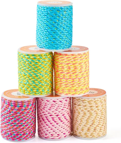 Miniatura 9 de Beadthoven - Cuerda trenzada de 0.069 pulgadas, 25.8 yardas de colores, cuerda metálica para anudar china, cuerda de macramé, cuerda de arcoíris
