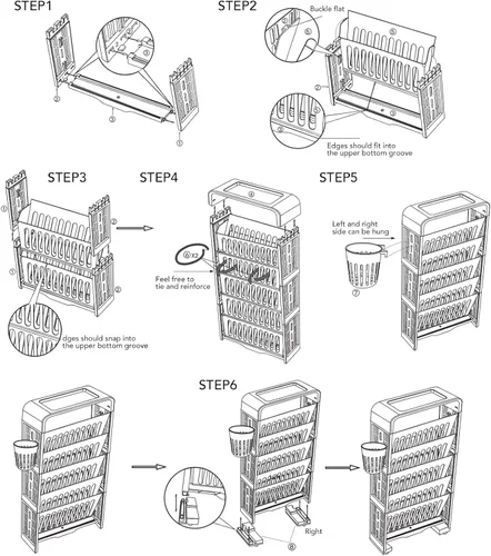 Miniatura 8 de Diydeg Estantería de almacenamiento para libros de 6 niveles, estantería extraíble y única, carrito de almacenamiento delgado para libros, estante