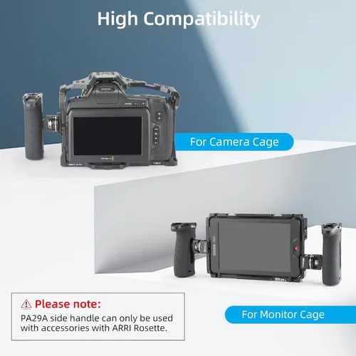 Miniatura 7 de Nitze Mango lateral ergonómico con roseta para ARRI, arriba/abajo e izquierda/derecha ajustable, mango lateral de aluminio de goma para cámaras
