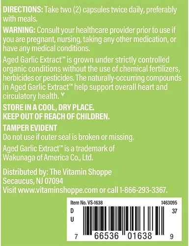Miniatura 3 de The Vitamin Shoppe Ajo 600 mg - Salud cardiovascular, apoyo inmunológico y protección antioxidante (200 cápsulas)