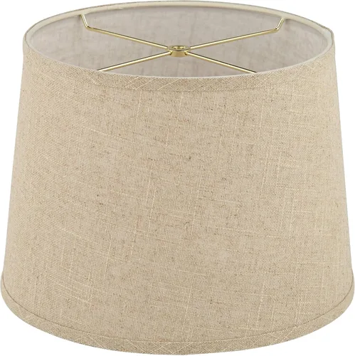 Miniatura 5 de Juego de 2 pantallas de lámpara de tambor de tapa dura (premontada), lino de arpillera mediana de 11 pulgadas superior x 13 pulgadas inferior x 9.5