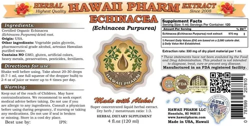 Miniatura 2 de HawaiiPharm Extracto líquido de equinácea, suplemento de tintura de polvo de raíz de equinácea (Echinacea Purpurea), 2 onzas
