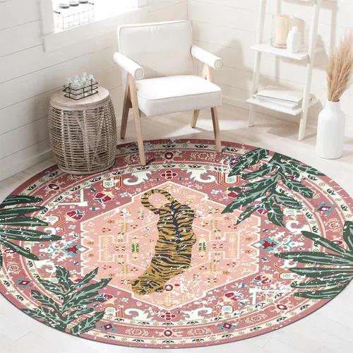 Miniatura 19 de Alfombras hippie, alfombras de 2 x 3 de lana sintética tropical rosa boho para baño, cocina, entrada interior pequeña. Alfombra moderna vintage