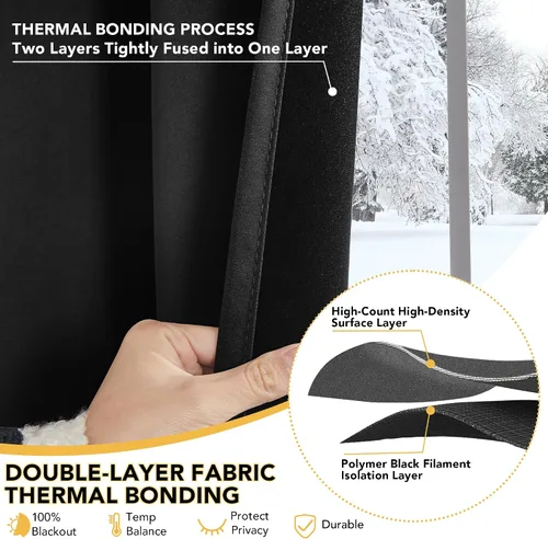 Miniatura 5 de Deconovo Cortinas 100% opacas para dormitorio, cortina con aislamiento térmico, panel de sala de estar insonorizado, certificado Oeko-TEX, cortinas