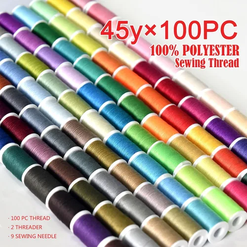 Miniatura 2 de Kit de costura de 100 colores Juego de hilo de poliéster práctico