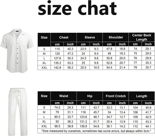 Miniatura 6 de COOFANDY Conjunto de ropa de lino de 2 piezas para hombre camisa con botones y pantalones sueltos