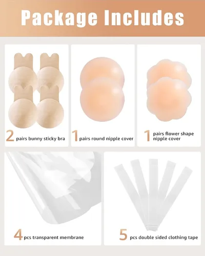 Miniatura 5 de Brasier adhesivo, 2 pares de pechos adhesivos para mujer, sujetadores invisibles de silicona para vestido sin tirantes sin espalda