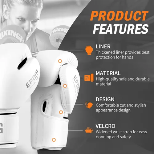 Miniatura 2 de Guantes de boxeo para hombres y mujeres, adecuados para boxeo, kickboxing, artes marciales mixtas, Muay Thai, MMA, entrenamiento con saco pesado